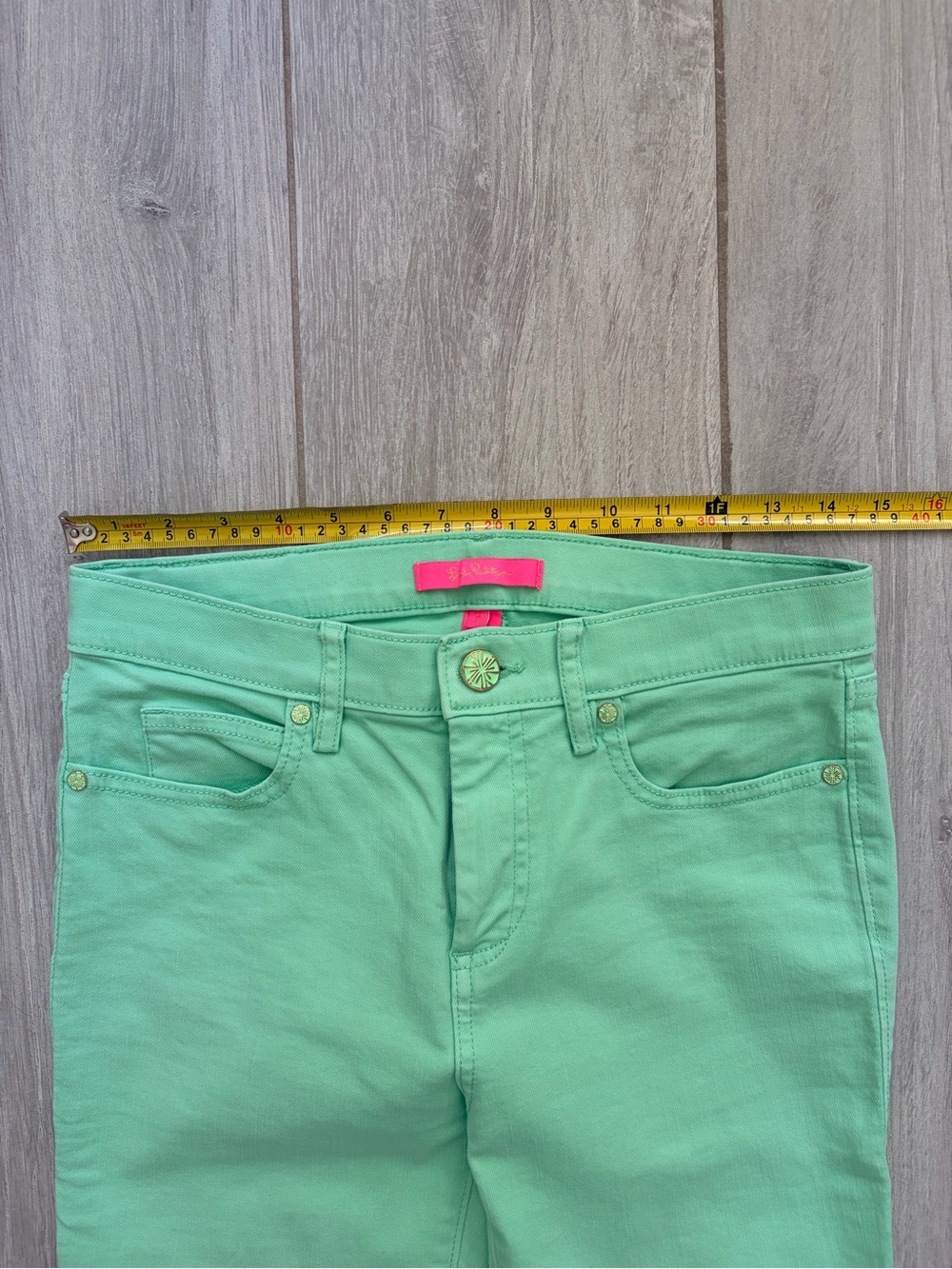 Lilly Pulitzer Mint Green Cropped Frayed-Hem Jeans - Picture 7 of 9